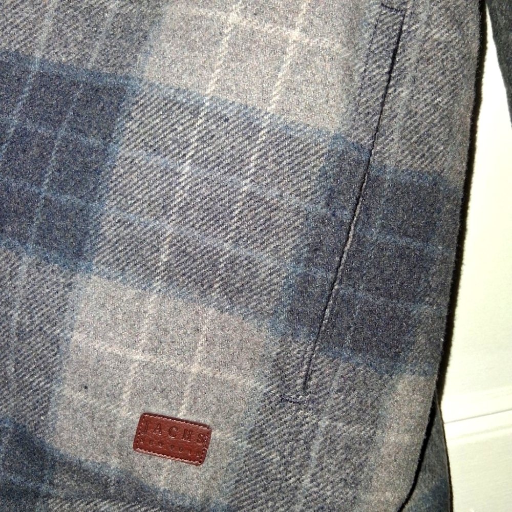 MEN'S JACHS NY WOOL BLEND QUILTED SHERPA LINED GRAY PLAID SHIRT JACKET. XL. - Picture 5 of 10
